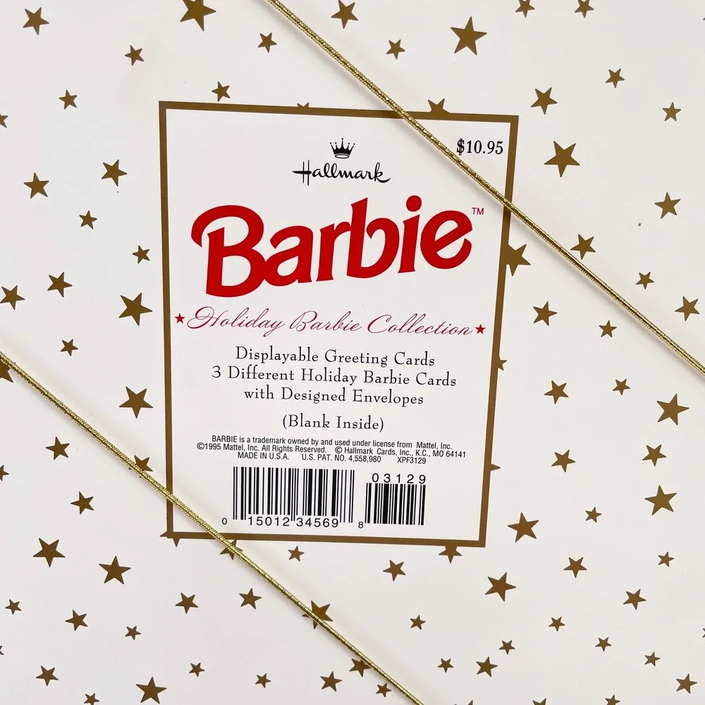 Vintage 1995 Hallmark Holiday Barbie Greeting Cards and Sticker Sheets Set